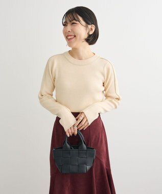 Green Parks ラメライン入りリブニットプルオーバー White