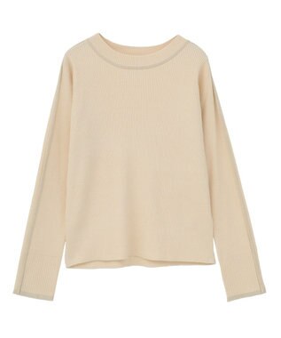 Green Parks ラメライン入りリブニットプルオーバー White