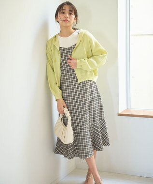 Feroux 【セットアイテム・洗える】パフスリーブニット×キャミソール ワンピース ブラック系2