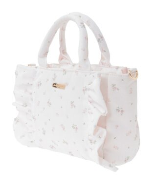 Maison de FLEUR ピンクマニアフラワープリントフリル2Wayトート Pink