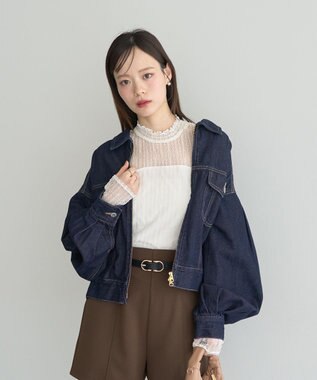 earth music&ecology ショートジップデニムジャケット Indigo