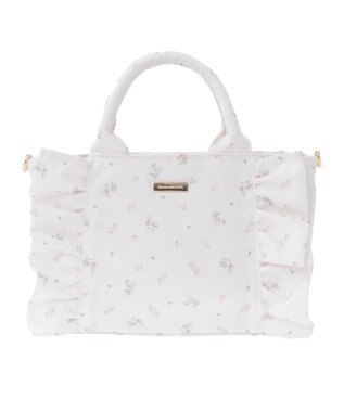 Maison de FLEUR ピンクマニアフラワープリントフリル2Wayトート Pink