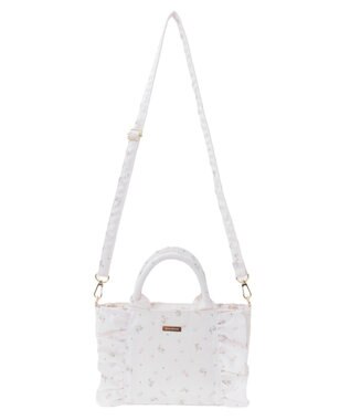 Maison de FLEUR ピンクマニアフラワープリントフリル2Wayトート Pink