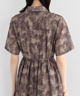 YECCA VECCA サファリ柄フレアシャツワンピース Beige