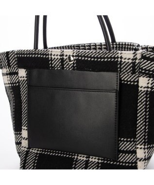 UNBILLION VERYコラボ カシュカシュ cachecache / ウールリバーシブルチェックトートバッグ ブラック