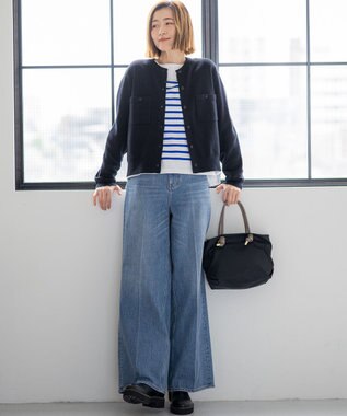 23区 L 【滝沢眞規子さん着用】コットンカシミヤ ポケット カーディガン ネイビー系