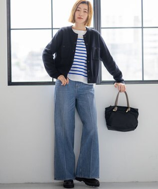 23区 L 【滝沢眞規子さん着用】コットンカシミヤ ポケット カーディガン ネイビー系