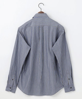 JOSEPH ABBOUD 【キングサイズ・シルク×綿ブレンド】シルクコットンストライプ シャツ グレー系1