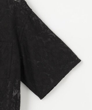 Feroux 【洗える】フラワーレース シャツ ブラック系