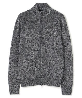 JOSEPH HOMME シルクバルキーハニカム　ジップアップニット ブラック系