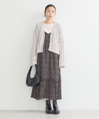 earth music&ecology 切替パイピングフラワーキャミワンピース Black