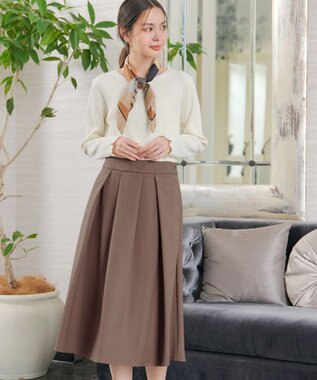 Tiaclasse 【新色追加・洗える】ウール調タックフレアスカート キャメル