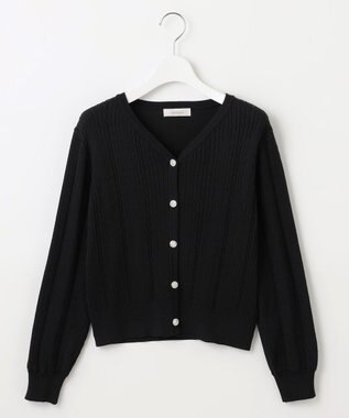 Feroux 【洗える】ビジューボタン カーディガン ブラック系