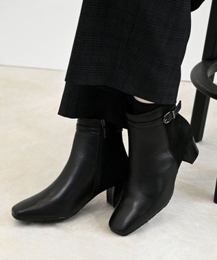 Pointer 本革スエードコンビショートブーツ ブラック(コンビ)