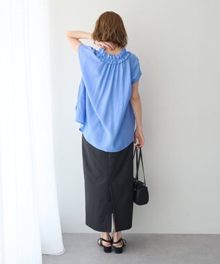 YECCA VECCA ギャザーリボンブラウス Blue