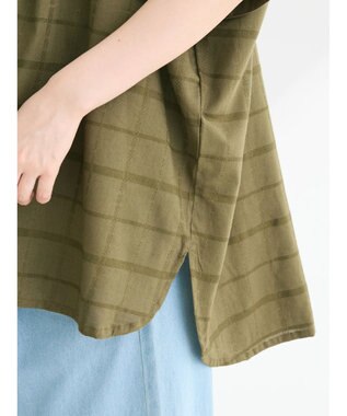 Green Parks インド綿 チェックドビーブラウス Khaki