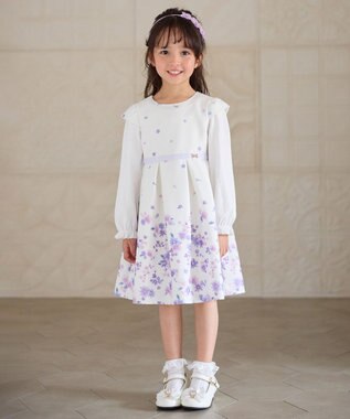 ANY KIDS 花柄プリント ワンピース エクリュ