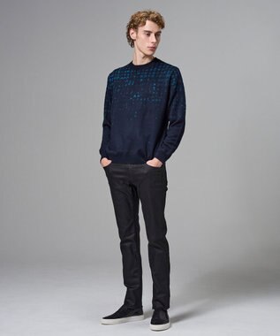 JOSEPH HOMME ドローイングブレイドジャガード　クルーネック長袖ニット ネイビー系3