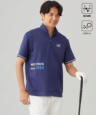 【MEN】【吸水速乾/UVカット】ストレッチダンボールモックネックシャツ