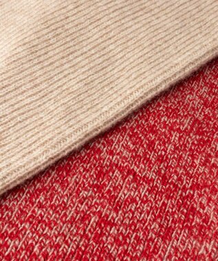 AURORA WEB限定 ウールニット リバーシブル マフラー ベージュ×レッド