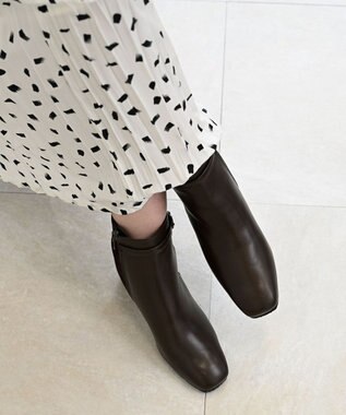 Pointer 本革スエードコンビショートブーツ ダークブラウン(コンビ)