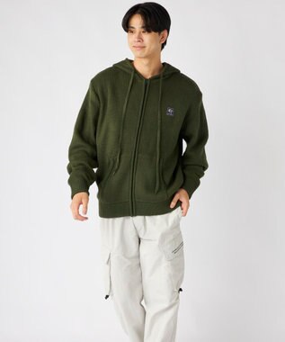OP／FILA 【ocean pacific】ニットジップパーカー カーキ