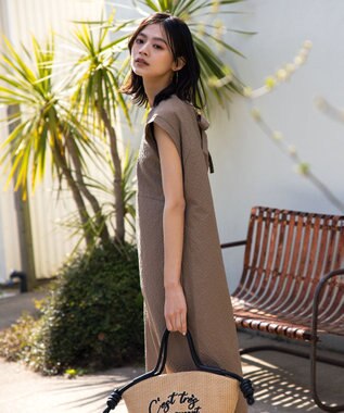 組曲 S 【洗える】サッカーブロード ワンピース ベージュ系