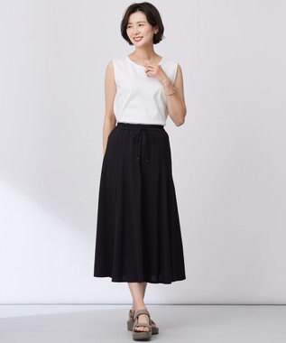 J.PRESS LADIES 【洗える】トリコットバイオ フレア スカート ブラック系