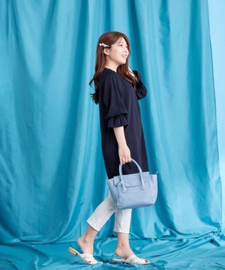 Tiaclasse 【洗える】アシメタックネックチュニックブラウス ネイビー