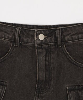 WEGO ハトメベルトカーゴデニムスカパン ブラック