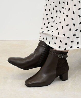 Pointer 本革スエードコンビショートブーツ ダークブラウン(コンビ)