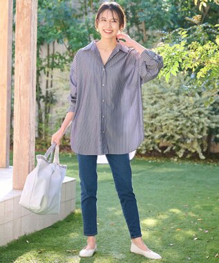 ANY 【UVケア・吸水速乾・接触冷感】ラク映えドライシャツ ネイビー系