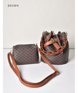 LA BAGAGERIE 【MONICA】編み込みハンドル2WAYバッグ チョコ