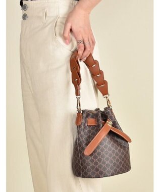 LA BAGAGERIE 【MONICA】編み込みハンドル2WAYバッグ チョコ