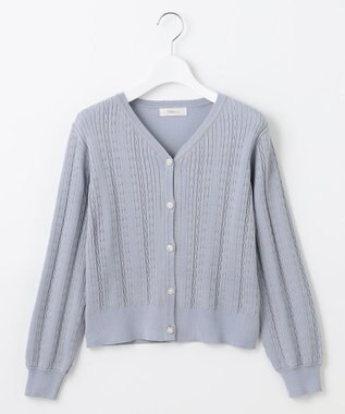 Feroux 【洗える】ビジューボタン カーディガン ブルー系
