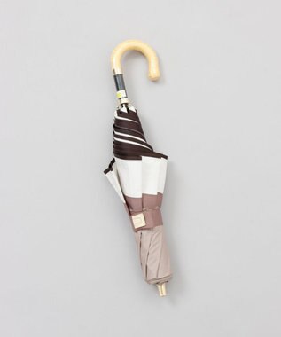 AURORA 【 Beaurance （ビューランス）】サマーシールド　リボン切り継ぎ加工晴雨兼用パラソル（折りたたみ） ベージュ