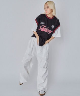 WEGO 【ユニセックス着用ITEM/MLサイズ展開】フェイクタンクグラフィックT（SS） ブラック