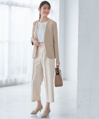 ANY SIS 【接触冷感・吸水速乾・UVケア】エアリードレープスムース タックスリーブ ブラウス オフホワイト