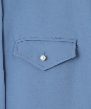 組曲 【サッシュベルト付き】パールボタンシャツワンピース ブルー系