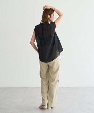 YECCA VECCA シアーボウタイブラウス Black