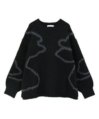 AMERICAN HOLIC ニュアンスライン柄ニットプルオーバー Black