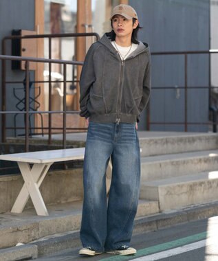 WEGO 【ユニセックス着用ITEM/SMLサイズ展開】カバーフィットバルーンデニムパンツ デニム中濃加工色