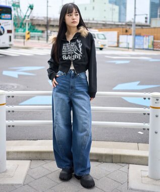 WEGO 【ユニセックス着用ITEM/SMLサイズ展開】カバーフィットバルーンデニムパンツ デニム中濃加工色