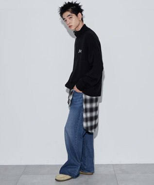 WEGO 【ユニセックス着用ITEM】ワンポイントハーフジッププルオーバー ブラック