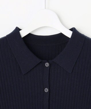 ANY SIS S CICA加工 襟デザイン ニット ネイビー