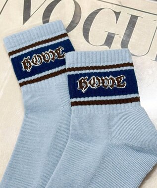 WEGO ラインロゴハイアンクルソックス サックス