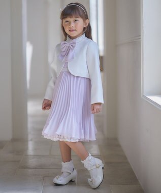 ANY KIDS シフォン プリーツ ワンピース ラベンダー