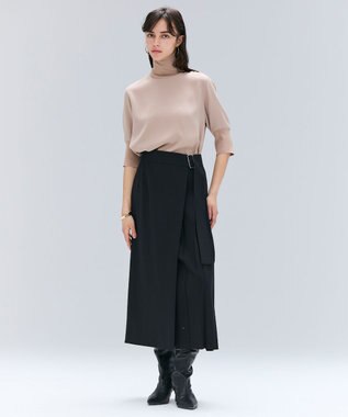 BEIGE， 【セットアップ対応・洗える・BAILA 11月号掲載】ZEPHYR / ウールライクアシンメトリープリーツスカート Black