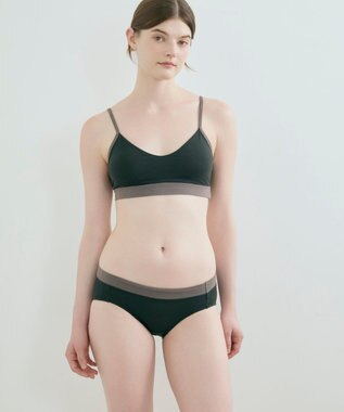 une nana cool 綿ベア天竺 カラーブロッキング ノンワイヤーブラジャー BL