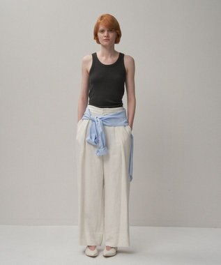 ATON LINEN TWILL | タックイージーパンツ WHITE